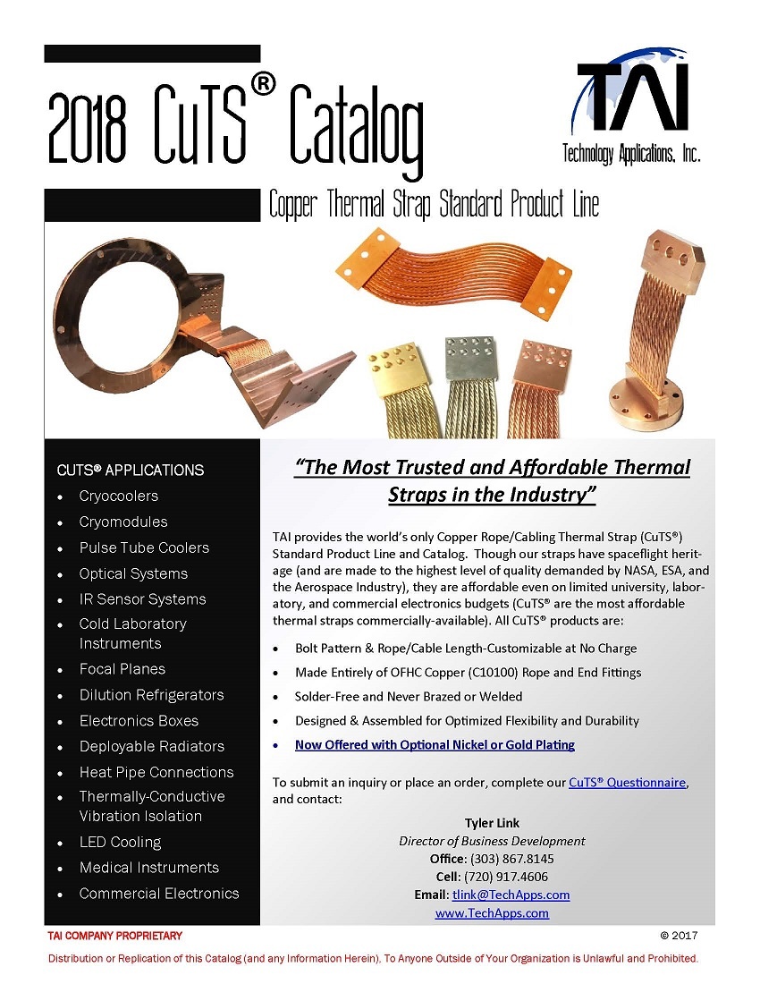 TAI Releases the 2018 CuTS® Catalog
